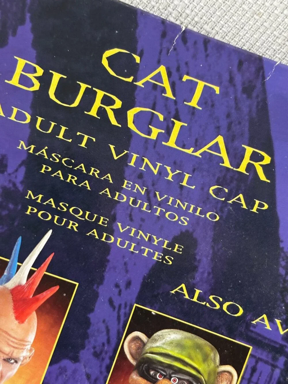 Disguise Fright  Asylum Cat Burglar Adult Vinyl Mask Cap NWT NOS